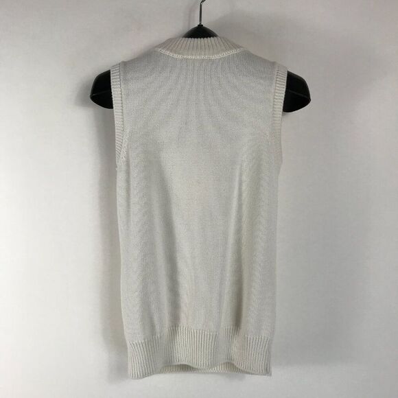 ModCloth Knit Enthusiast Sleeveless Sweater Women's Medium Ivory Career Holiday - Picture 5 of 10